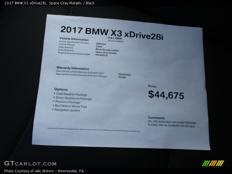 Space Gray Metallic / Black 2017 BMW X3 xDrive28i