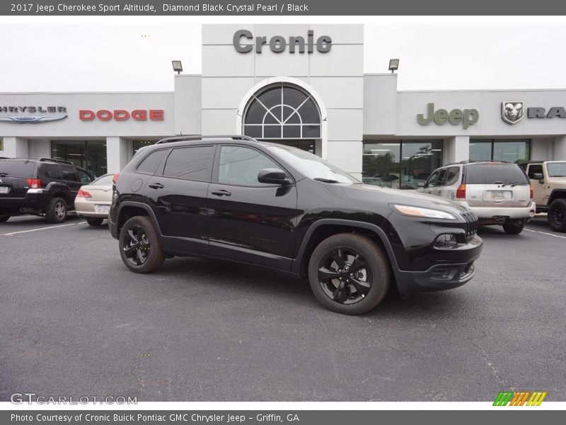 Diamond Black Crystal Pearl / Black 2017 Jeep Cherokee Sport Altitude