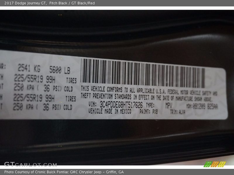 2017 Journey GT Pitch Black Color Code PX8