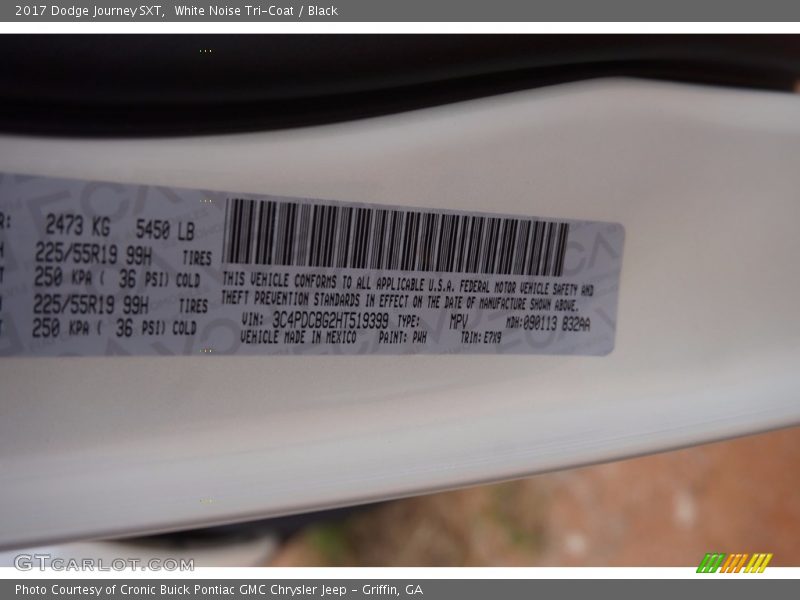 White Noise Tri-Coat / Black 2017 Dodge Journey SXT