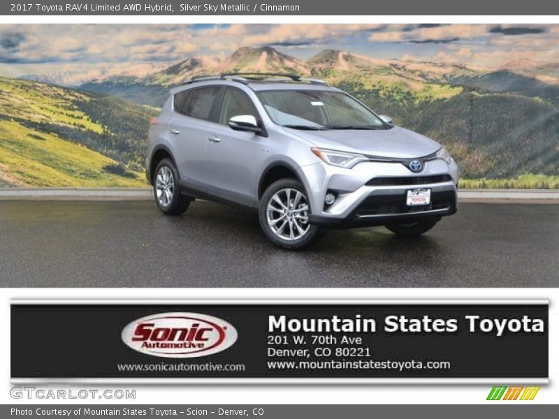 Silver Sky Metallic / Cinnamon 2017 Toyota RAV4 Limited AWD Hybrid
