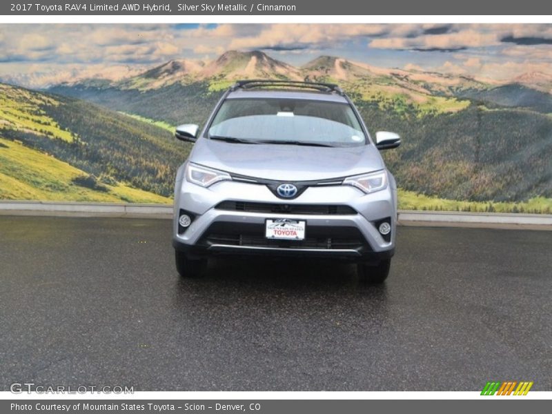 Silver Sky Metallic / Cinnamon 2017 Toyota RAV4 Limited AWD Hybrid