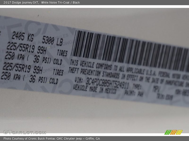 White Noise Tri-Coat / Black 2017 Dodge Journey SXT