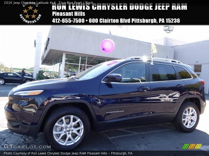 True Blue Pearl / Black 2016 Jeep Cherokee Latitude 4x4