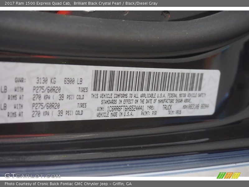 Brilliant Black Crystal Pearl / Black/Diesel Gray 2017 Ram 1500 Express Quad Cab