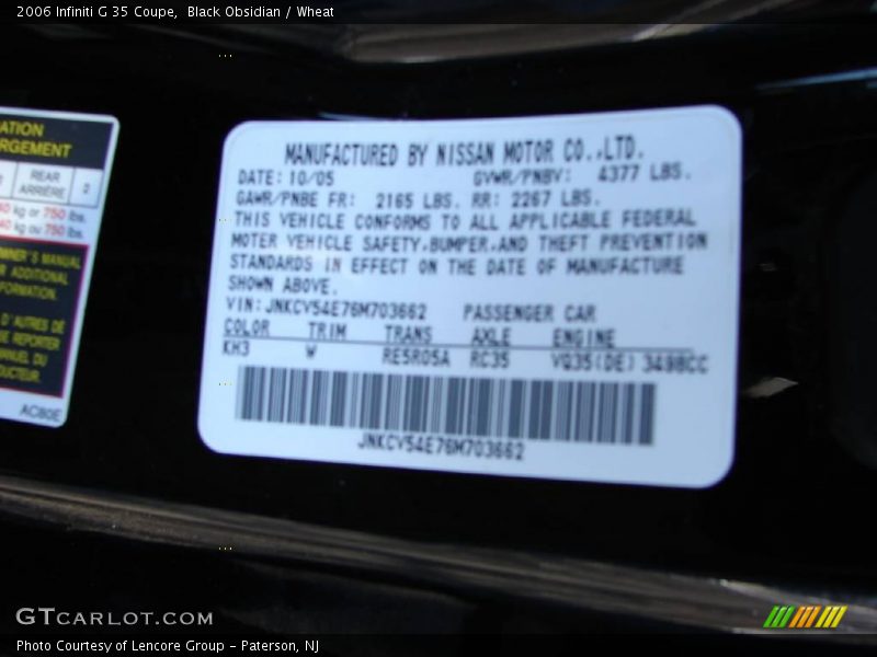 Black Obsidian / Wheat 2006 Infiniti G 35 Coupe