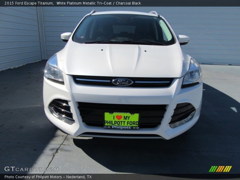 White Platinum Metallic Tri-Coat / Charcoal Black 2015 Ford Escape Titanium