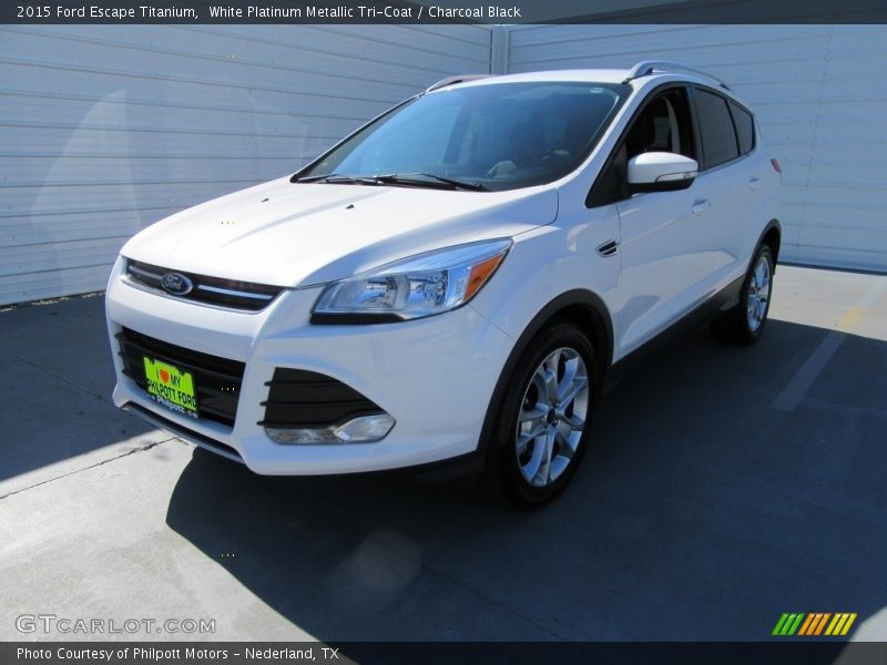 White Platinum Metallic Tri-Coat / Charcoal Black 2015 Ford Escape Titanium