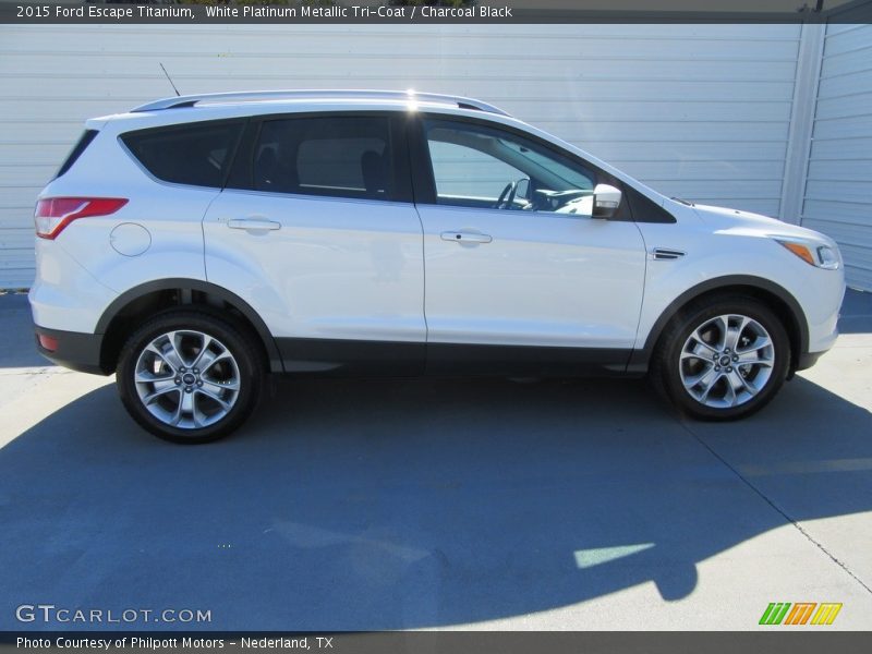 White Platinum Metallic Tri-Coat / Charcoal Black 2015 Ford Escape Titanium