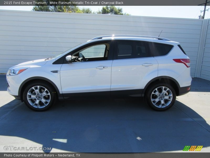 White Platinum Metallic Tri-Coat / Charcoal Black 2015 Ford Escape Titanium