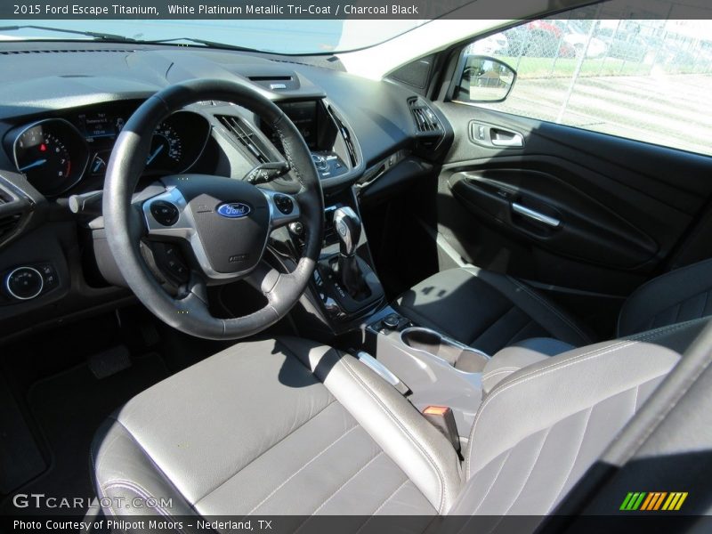 White Platinum Metallic Tri-Coat / Charcoal Black 2015 Ford Escape Titanium