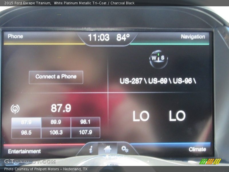 White Platinum Metallic Tri-Coat / Charcoal Black 2015 Ford Escape Titanium