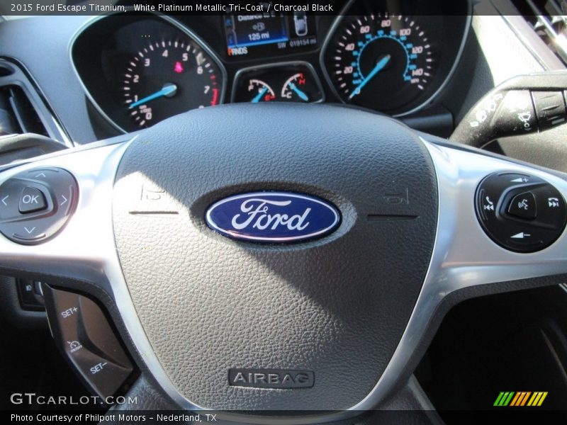 White Platinum Metallic Tri-Coat / Charcoal Black 2015 Ford Escape Titanium