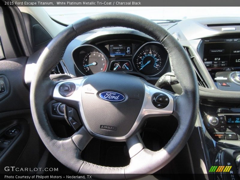White Platinum Metallic Tri-Coat / Charcoal Black 2015 Ford Escape Titanium