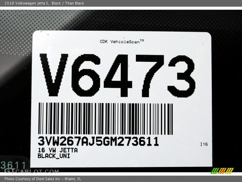 Black / Titan Black 2016 Volkswagen Jetta S