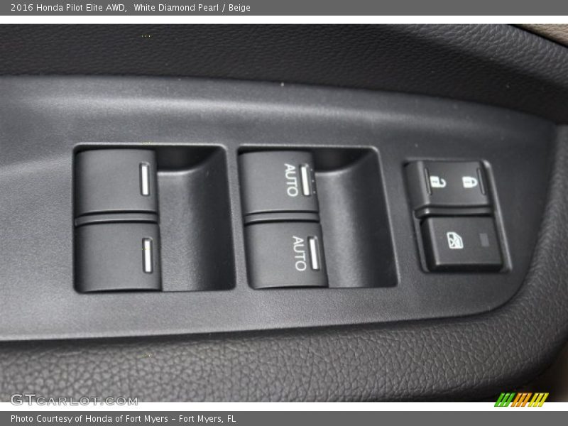White Diamond Pearl / Beige 2016 Honda Pilot Elite AWD