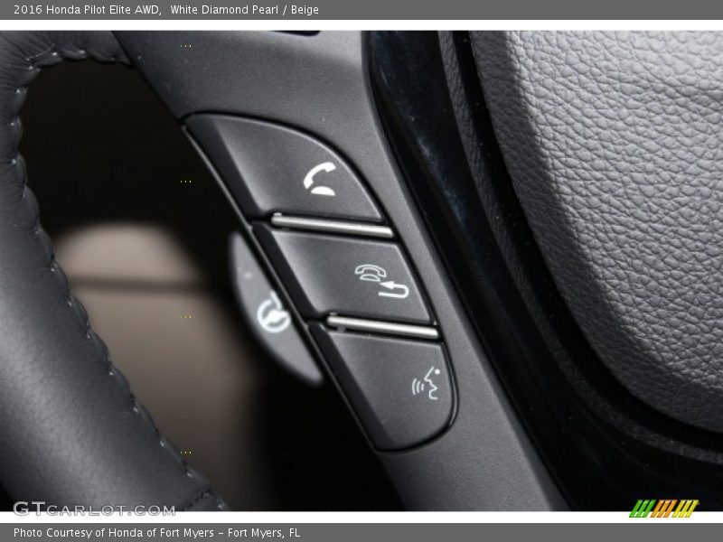 White Diamond Pearl / Beige 2016 Honda Pilot Elite AWD