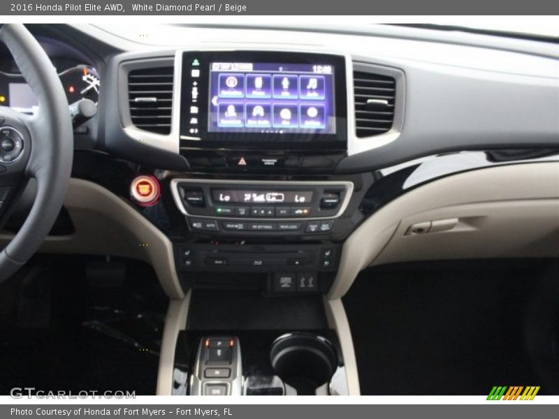 White Diamond Pearl / Beige 2016 Honda Pilot Elite AWD