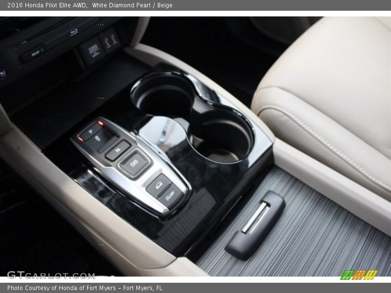 White Diamond Pearl / Beige 2016 Honda Pilot Elite AWD