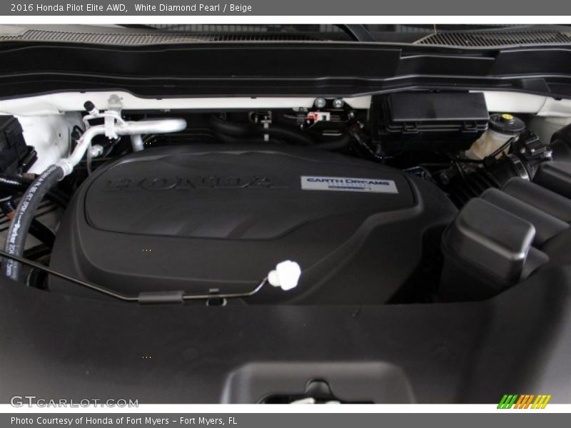 White Diamond Pearl / Beige 2016 Honda Pilot Elite AWD