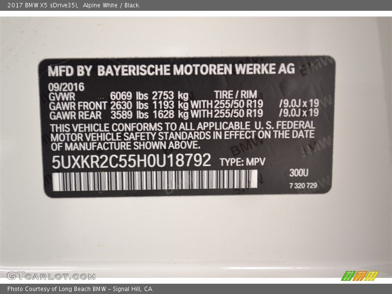 Alpine White / Black 2017 BMW X5 sDrive35i