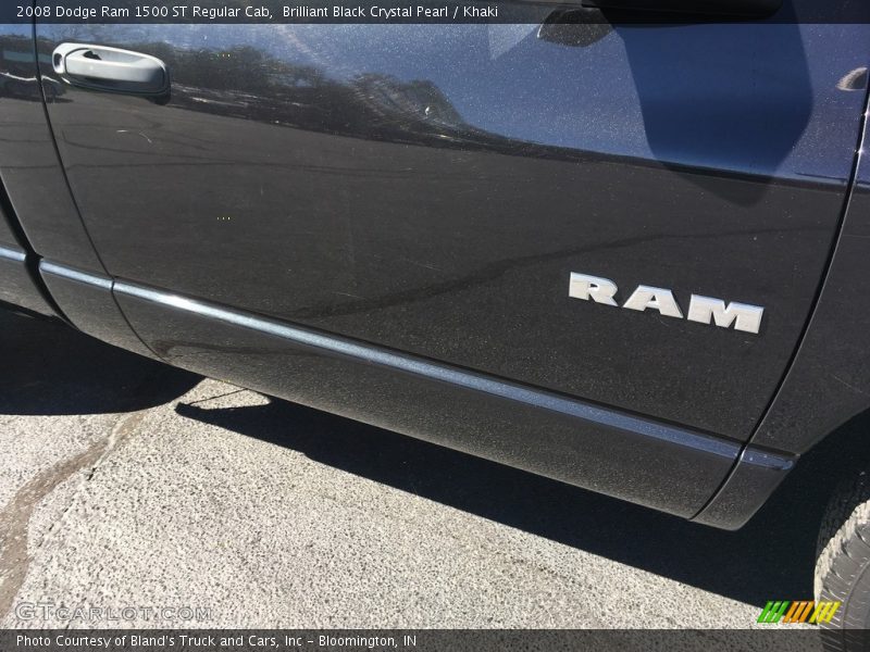 Brilliant Black Crystal Pearl / Khaki 2008 Dodge Ram 1500 ST Regular Cab