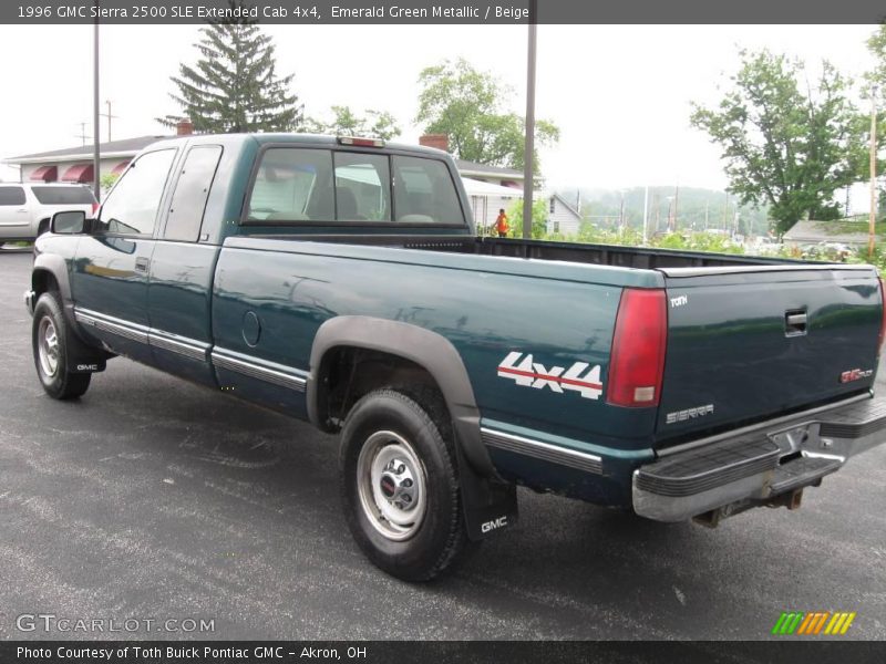 Emerald Green Metallic / Beige 1996 GMC Sierra 2500 SLE Extended Cab 4x4