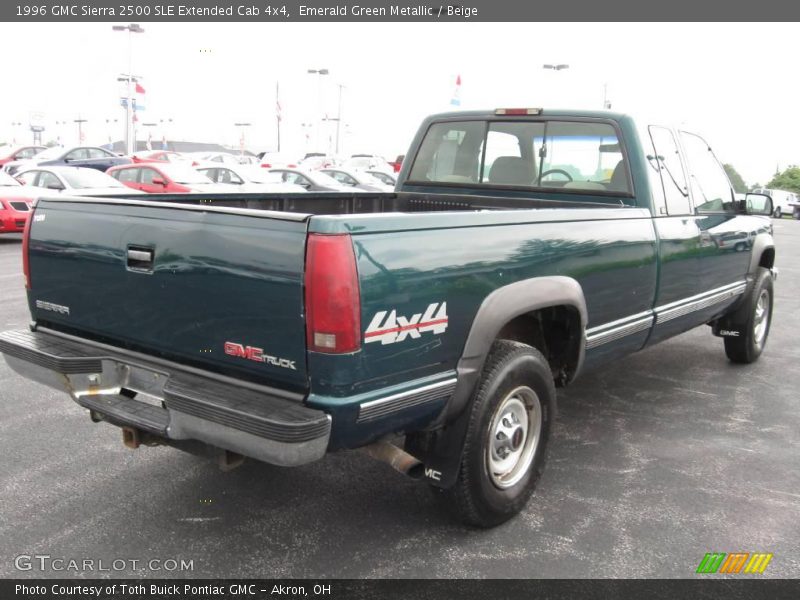 Emerald Green Metallic / Beige 1996 GMC Sierra 2500 SLE Extended Cab 4x4