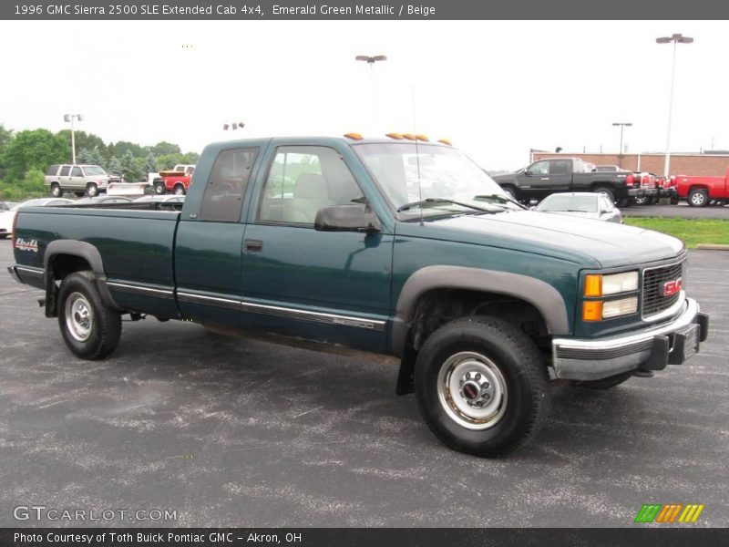 Emerald Green Metallic / Beige 1996 GMC Sierra 2500 SLE Extended Cab 4x4