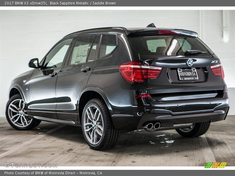 Black Sapphire Metallic / Saddle Brown 2017 BMW X3 xDrive35i