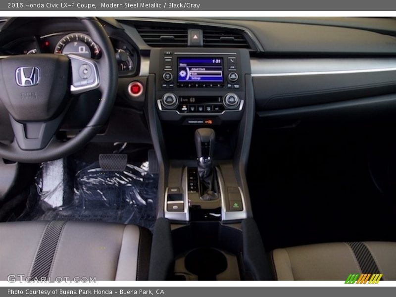 Modern Steel Metallic / Black/Gray 2016 Honda Civic LX-P Coupe