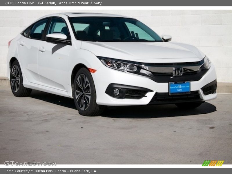 White Orchid Pearl / Ivory 2016 Honda Civic EX-L Sedan