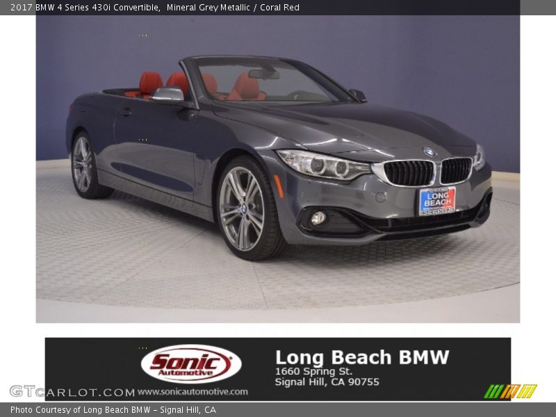 Mineral Grey Metallic / Coral Red 2017 BMW 4 Series 430i Convertible