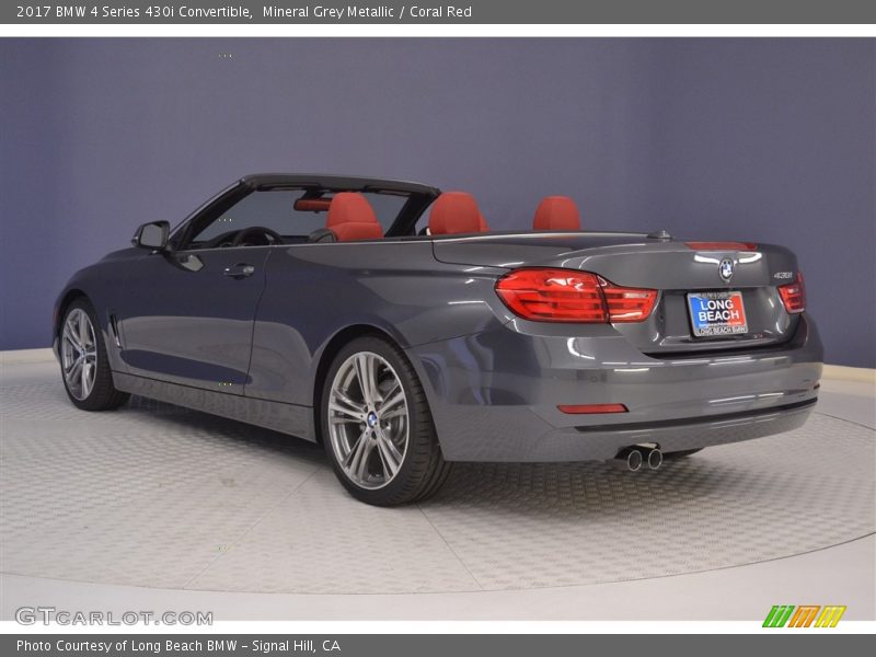 Mineral Grey Metallic / Coral Red 2017 BMW 4 Series 430i Convertible