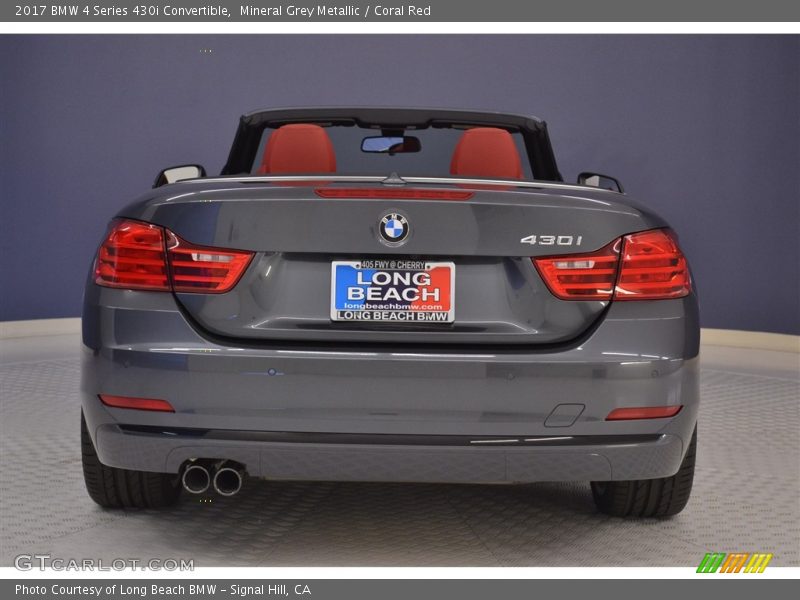 Mineral Grey Metallic / Coral Red 2017 BMW 4 Series 430i Convertible