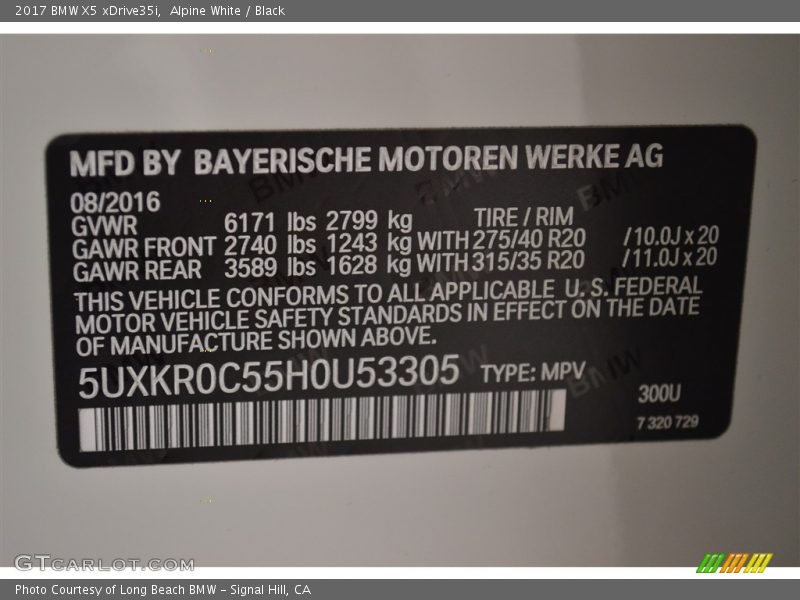 2017 X5 xDrive35i Alpine White Color Code 300