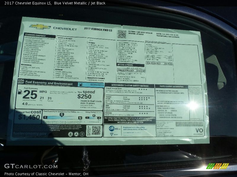 Blue Velvet Metallic / Jet Black 2017 Chevrolet Equinox LS