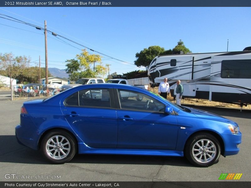 Octane Blue Pearl / Black 2012 Mitsubishi Lancer SE AWD