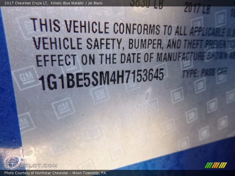 Kinetic Blue Metallic / Jet Black 2017 Chevrolet Cruze LT