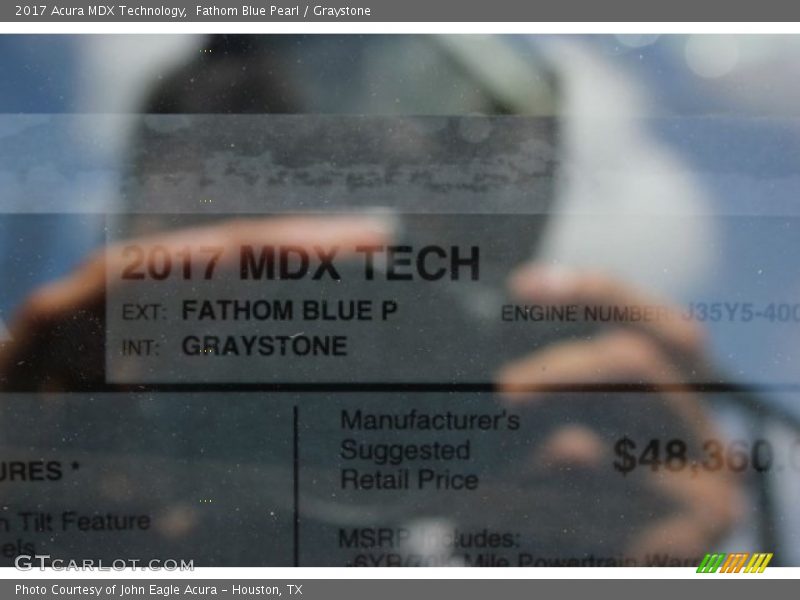 Fathom Blue Pearl / Graystone 2017 Acura MDX Technology