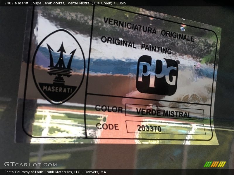 Verde Mistral (Blue Green) / Cuoio 2002 Maserati Coupe Cambiocorsa