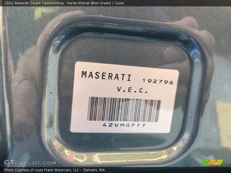 Verde Mistral (Blue Green) / Cuoio 2002 Maserati Coupe Cambiocorsa