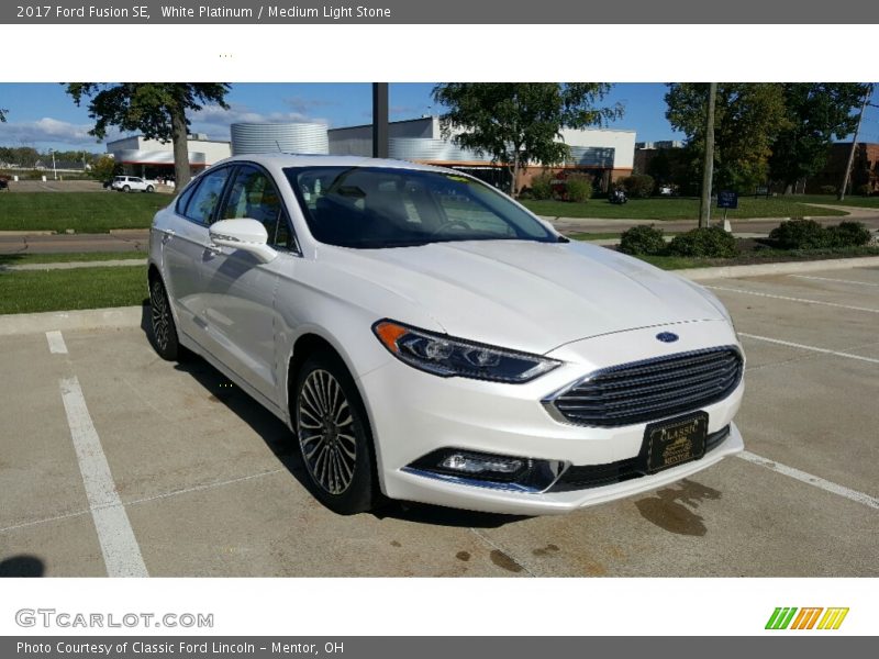 White Platinum / Medium Light Stone 2017 Ford Fusion SE