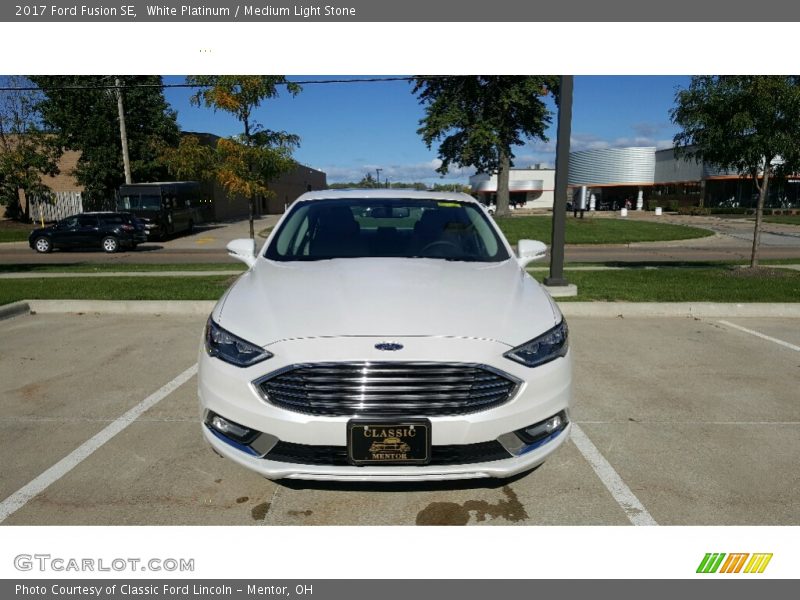 White Platinum / Medium Light Stone 2017 Ford Fusion SE
