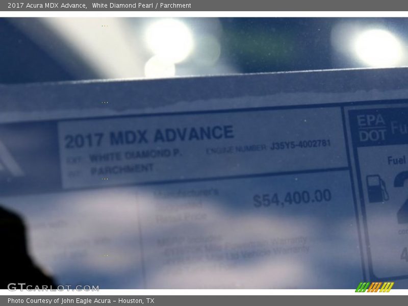 White Diamond Pearl / Parchment 2017 Acura MDX Advance