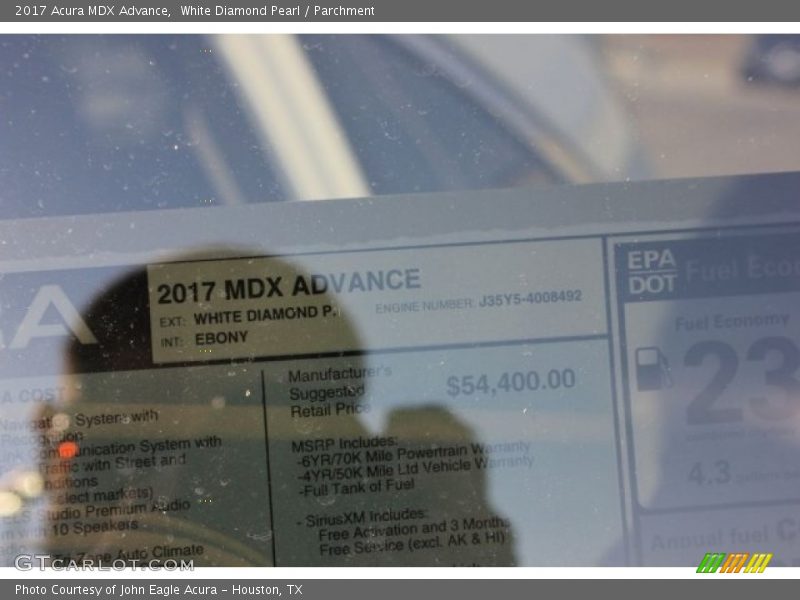 White Diamond Pearl / Parchment 2017 Acura MDX Advance