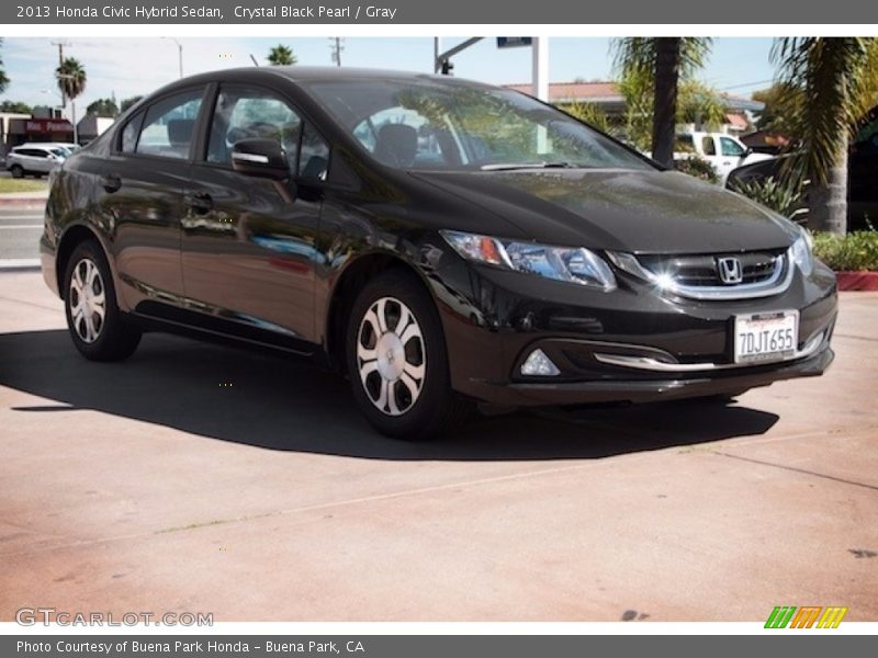 Crystal Black Pearl / Gray 2013 Honda Civic Hybrid Sedan