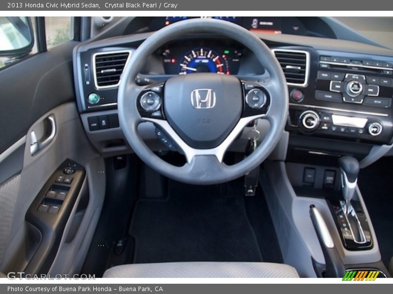 Crystal Black Pearl / Gray 2013 Honda Civic Hybrid Sedan