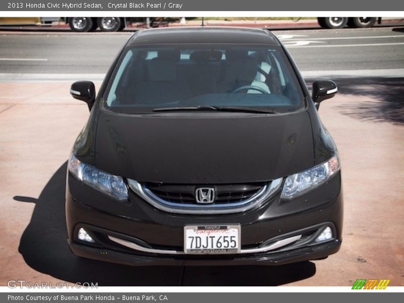 Crystal Black Pearl / Gray 2013 Honda Civic Hybrid Sedan