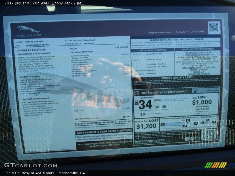  2017 XE 20d AWD Window Sticker